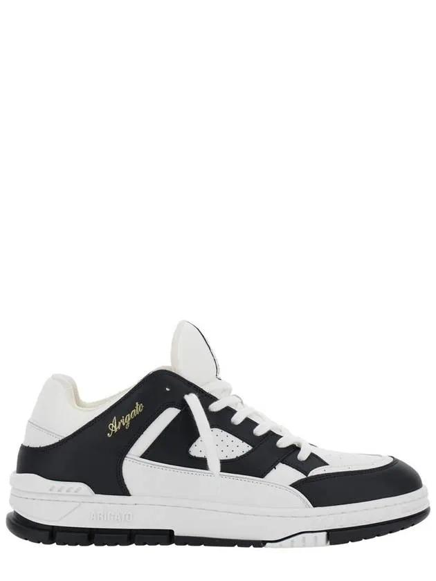 'Area Lo' Black And White Low Top Sneakers With Laminated Leather In Leather Blend Man