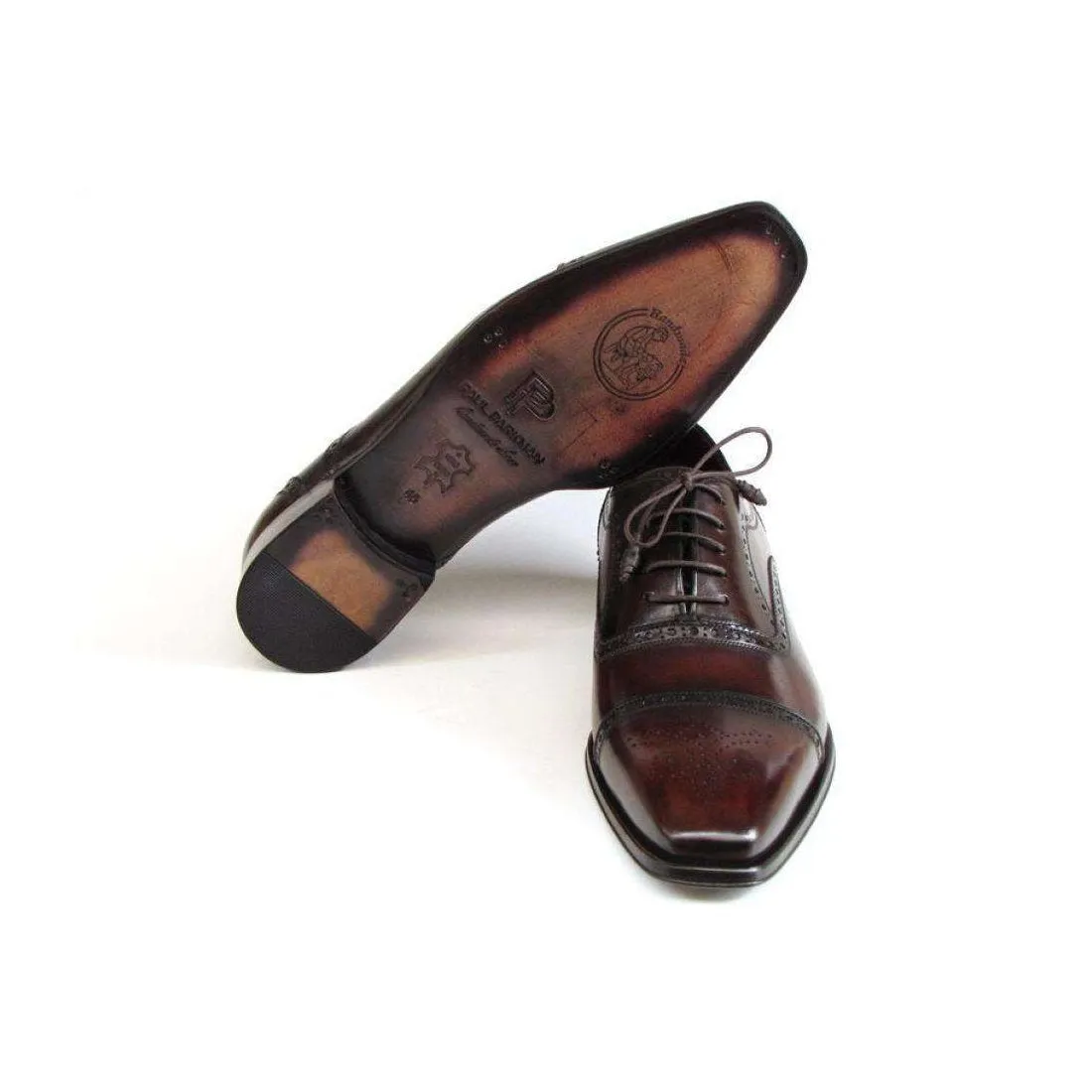 Paul Parkman Handmade Designer Shoes Men's Handmade Designer Shoes Captoe Burgundy Oxfords (PM5227)